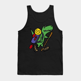 Funny Cool Green T-Rex Dinosaur Hiking Tank Top